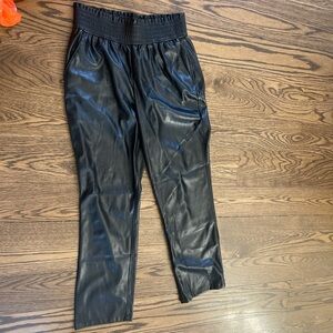 Women’s pleather pants with elastic waistband